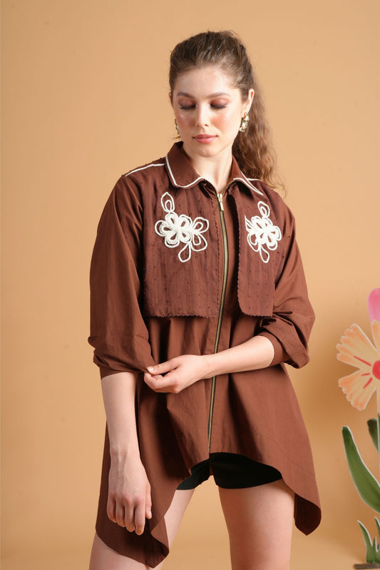 Soraya Chocolate Ladies Oversized Shacket