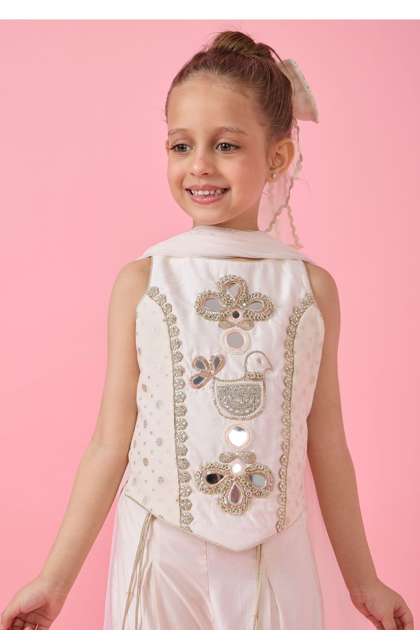 Ivory Long Top & Flared Pants Set (3 pc set)