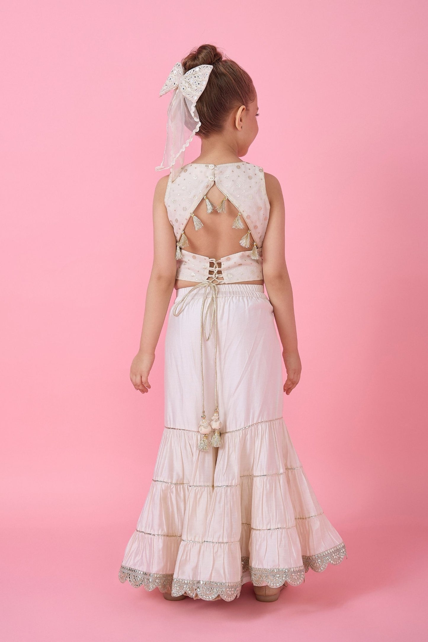 Ivory Long Top & Flared Pants Set (3 pc set)