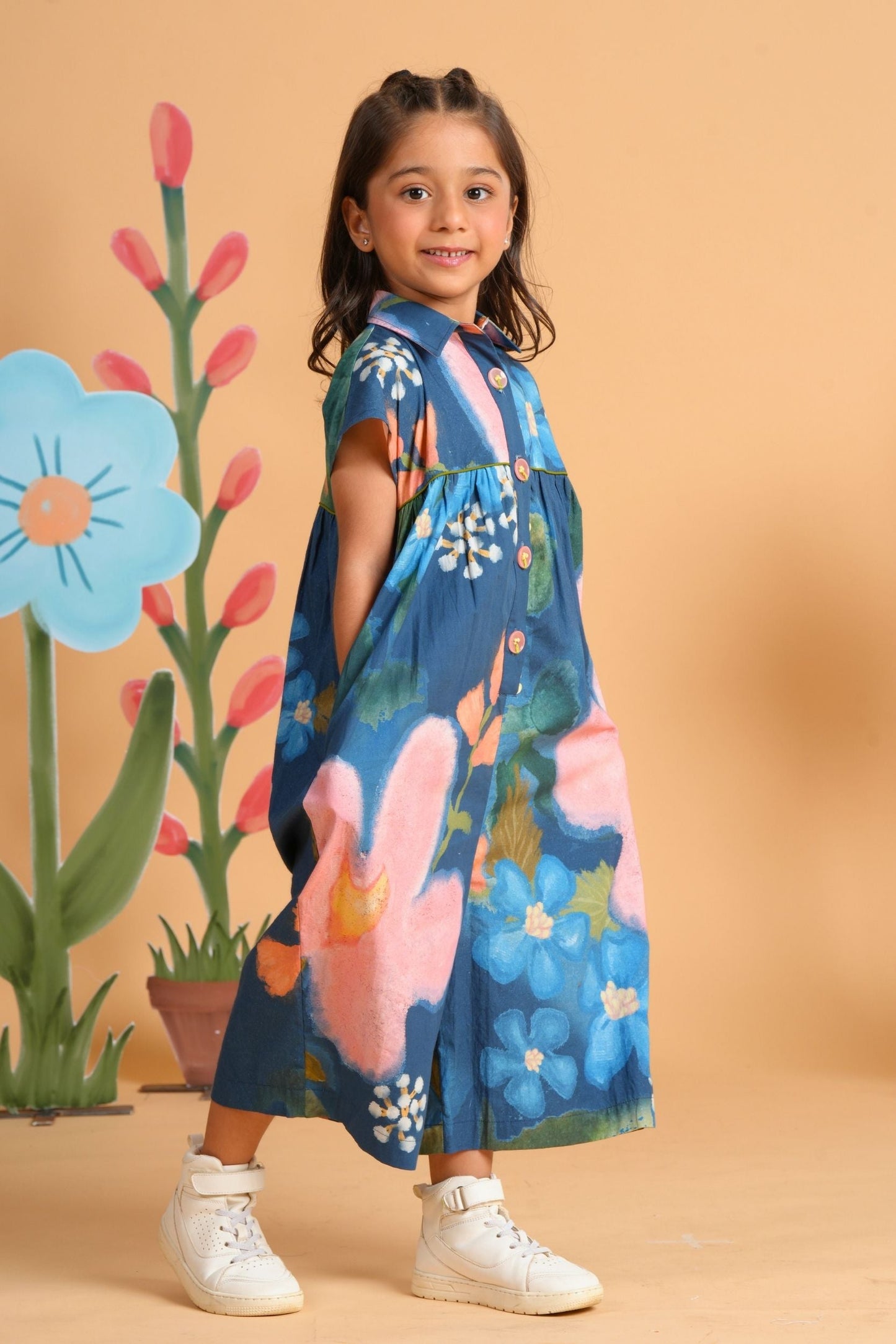 Iris Bloom Girls Printed Jumpsuit