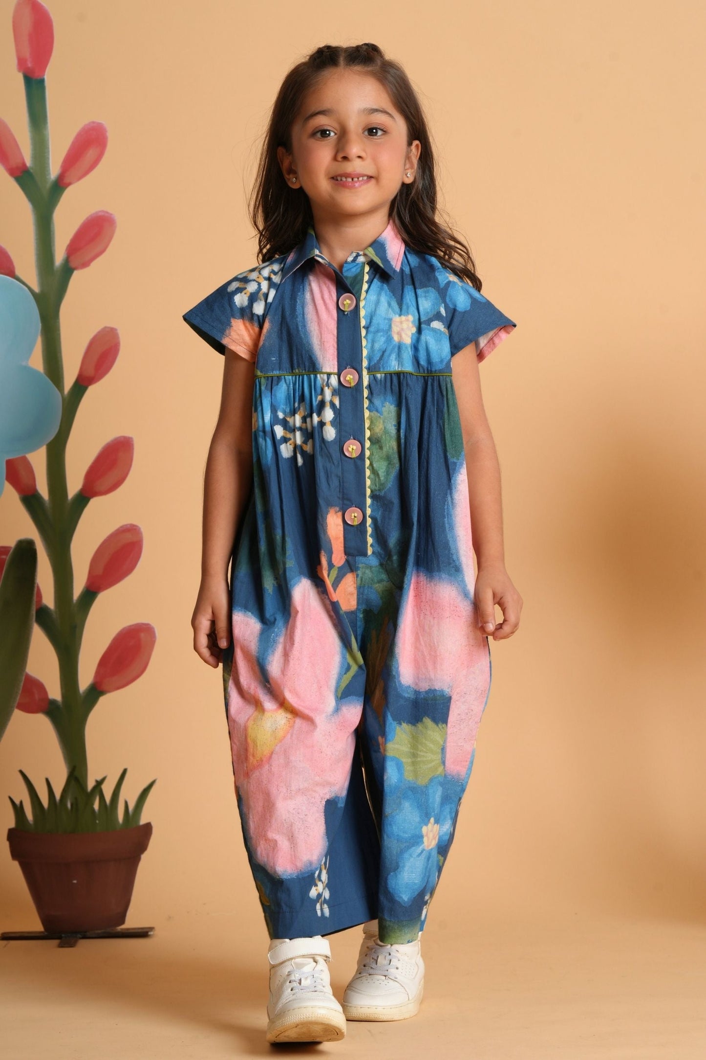 Iris Bloom Girls Printed Jumpsuit