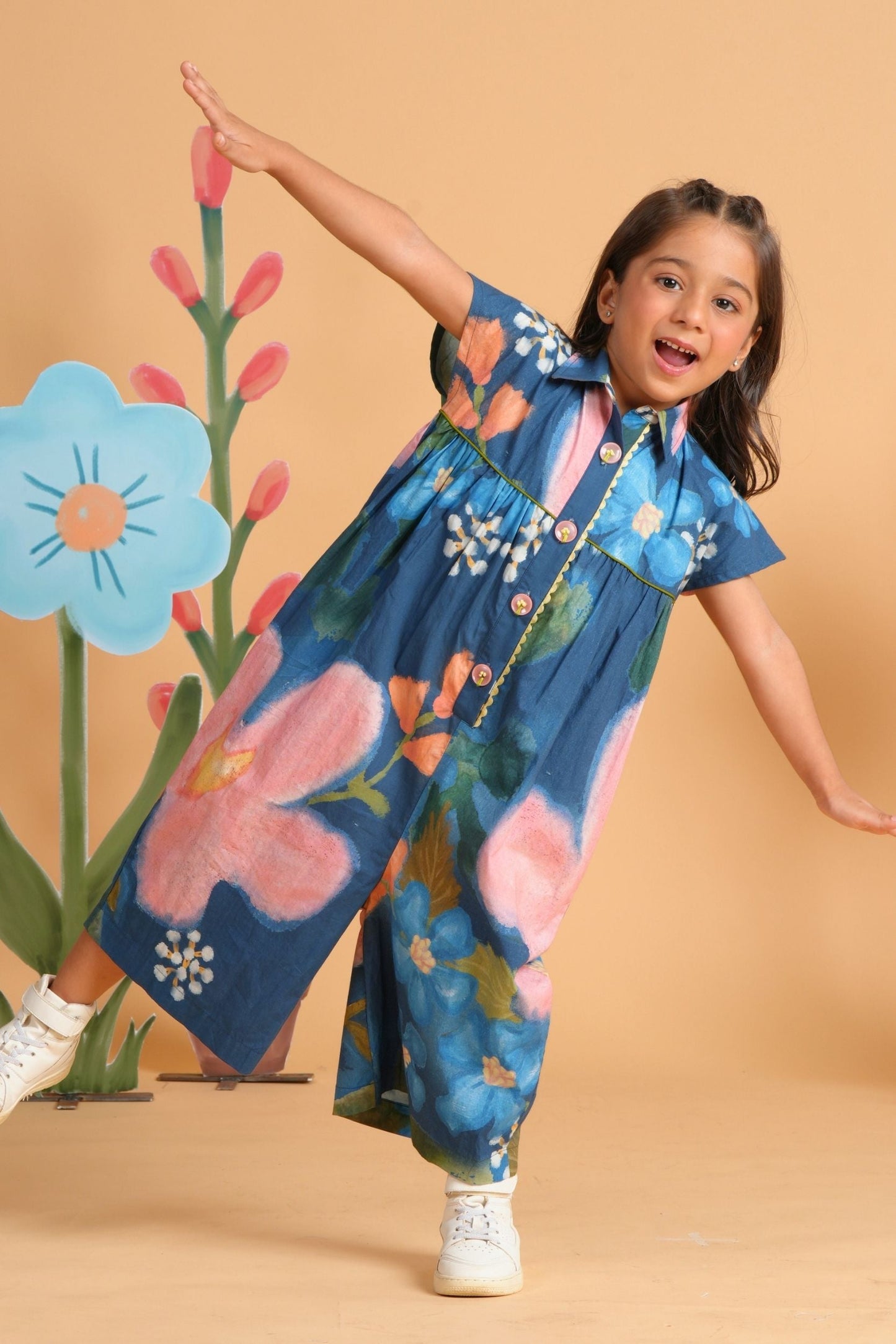 Iris Bloom Girls Printed Jumpsuit