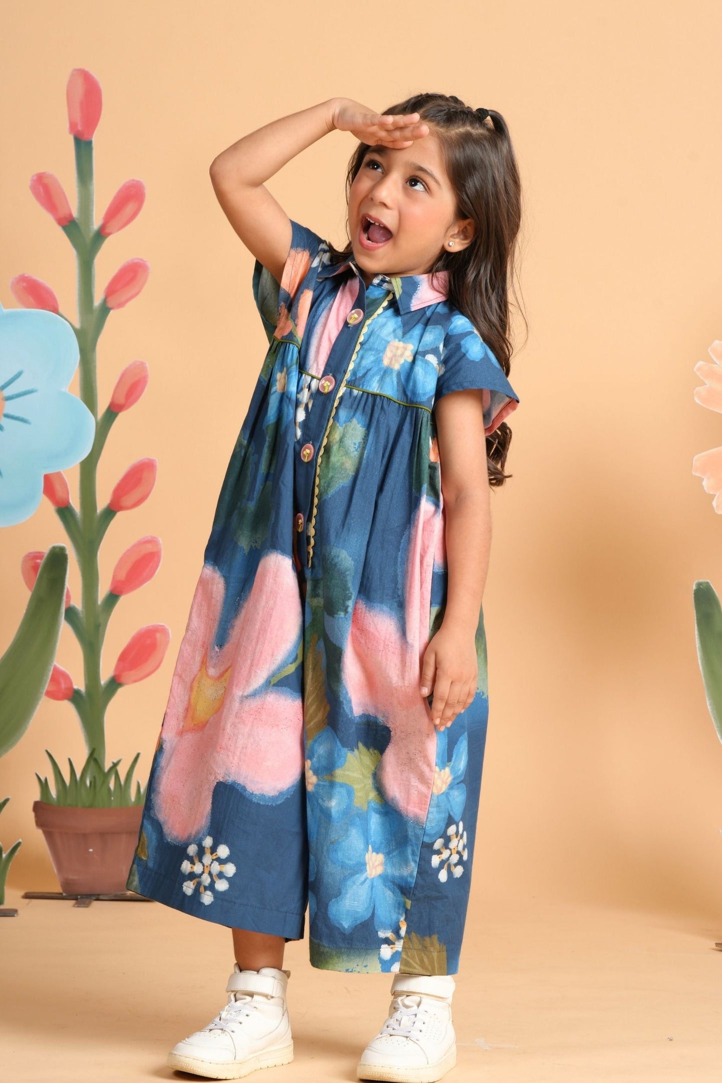 Iris Bloom Girls Printed Jumpsuit