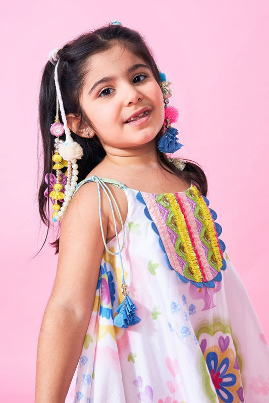 Mae Girls Embellished Handkerchief Top And Tulip Pant ( Set Of 2 pcs)