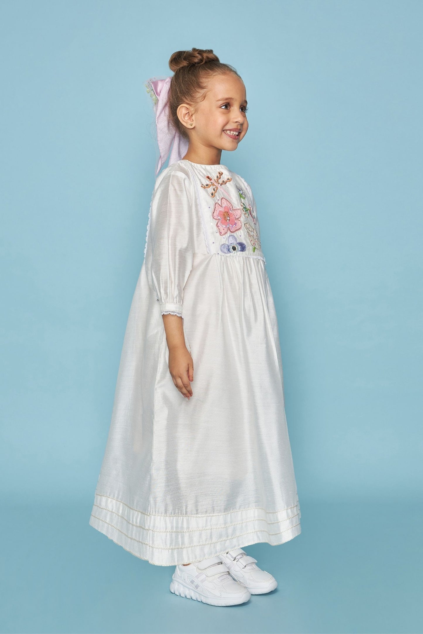 Dragonfly Mirror Yoke embellished girls long dress