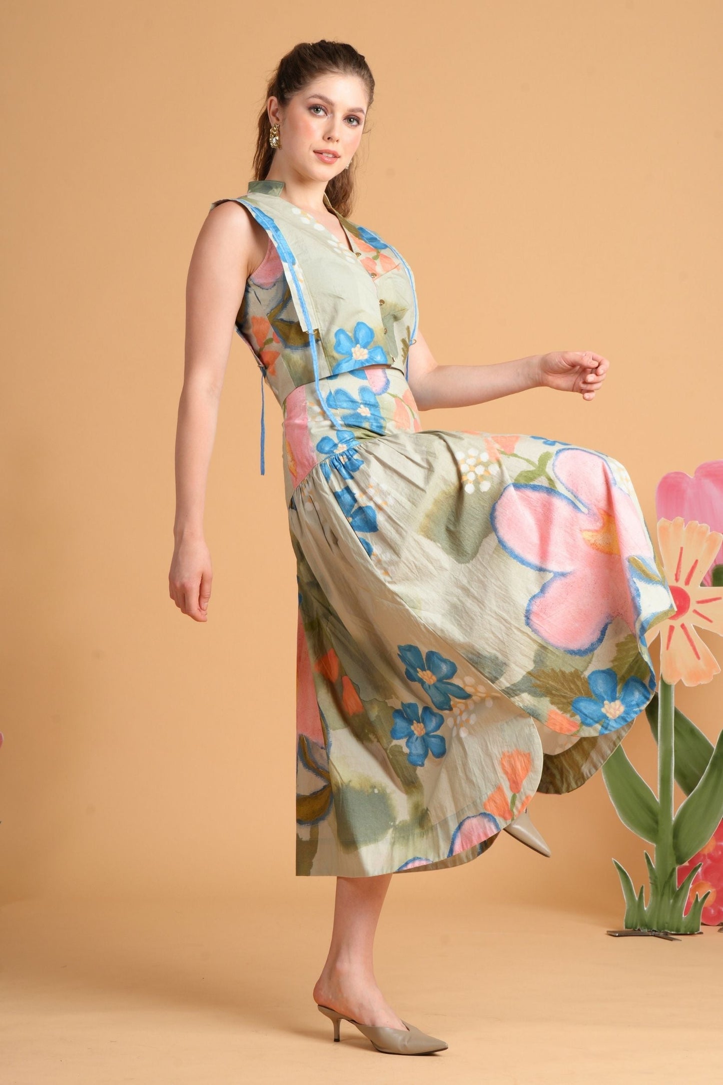 Iris Sage Skirt Top Coord (Set Of 2 Pcs)