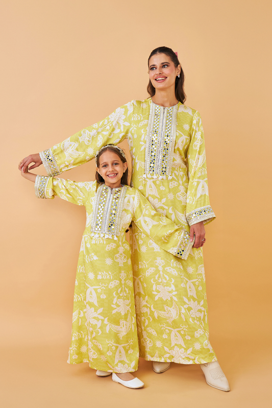 Poppy Yellow Long Dress  - Mom & Me