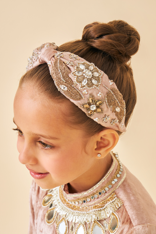 Gigi Beige Girls Embellished Headband