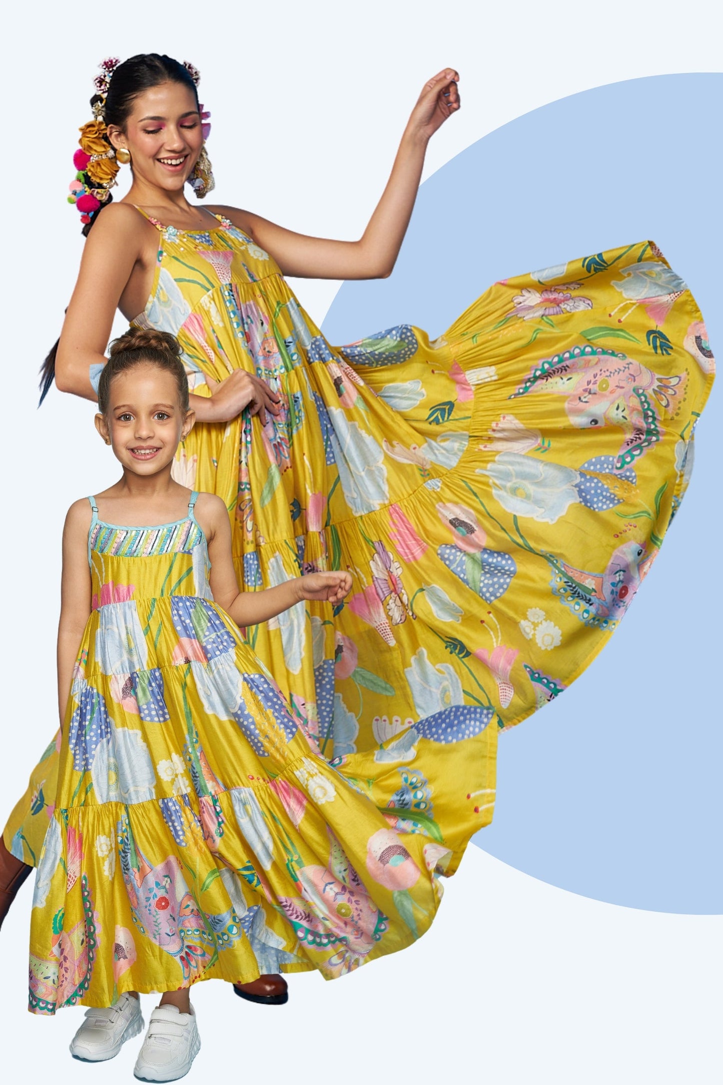 Yellow Bloom Tier Dress - Mom & Me