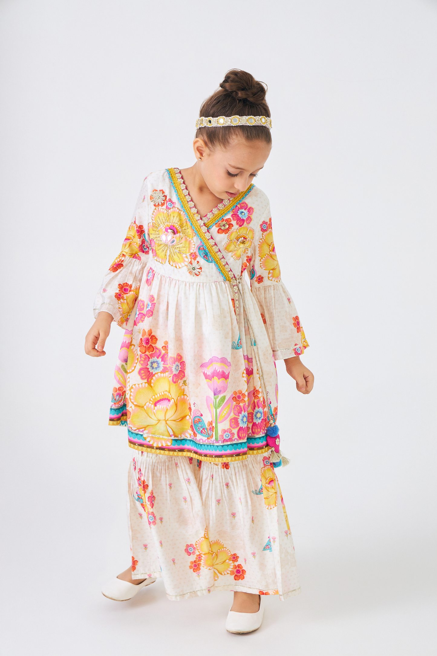 Freya Mustard Embellished Girls Top & Trouser Coord (Set of 2 Pcs)