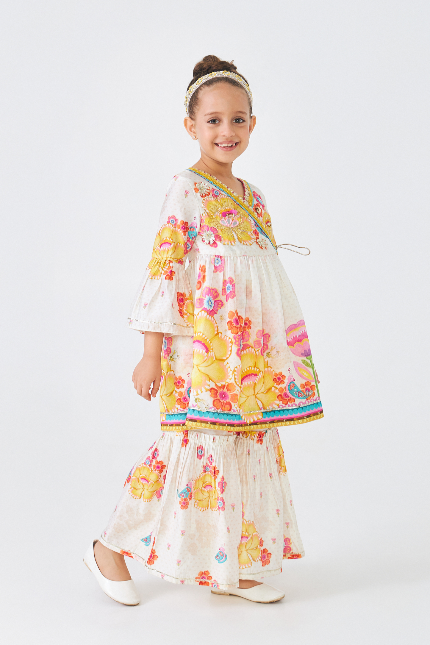 Freya Mustard Embellished Girls Top & Trouser Coord (Set of 2 Pcs)