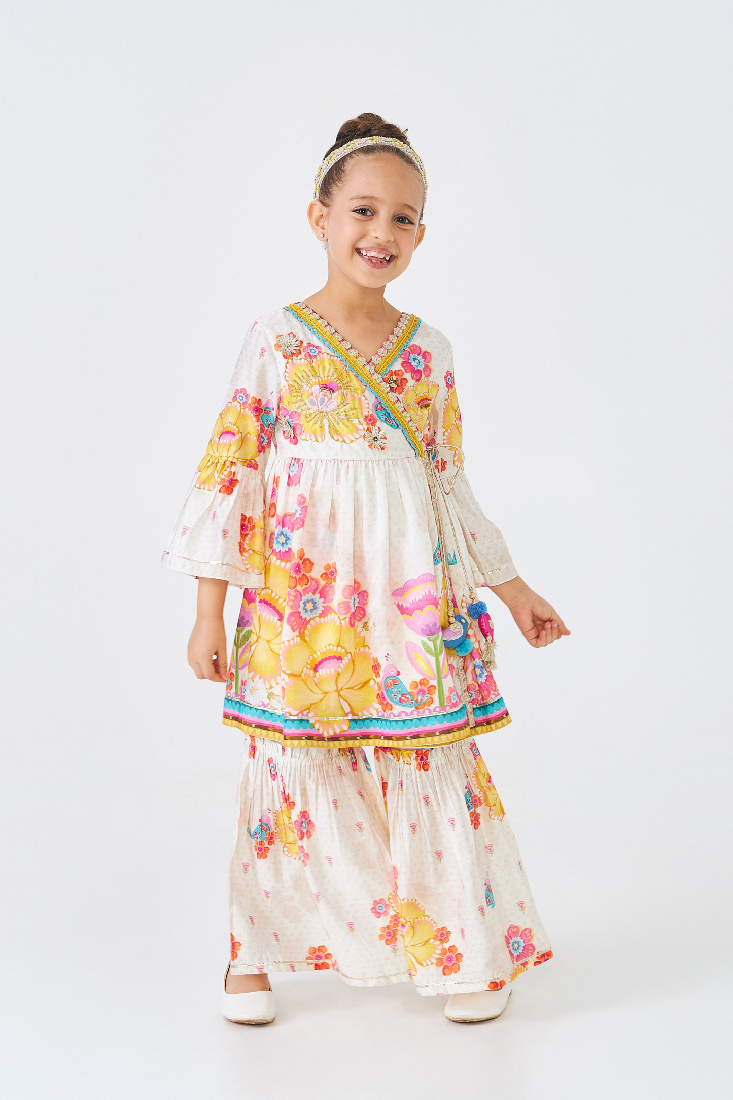 Freya Mustard Embellished Girls Top & Trouser Coord (Set of 2 Pcs)