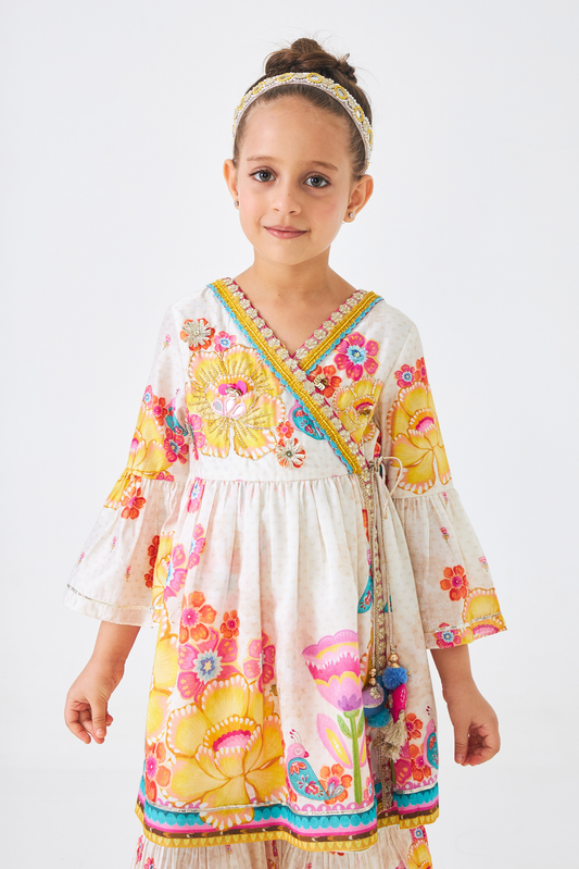 Freya Mustard Embellished Girls Top & Trouser Coord (Set of 2 Pcs)