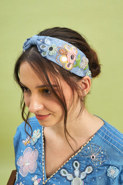 Thea Blue Mirror Embellished Headband