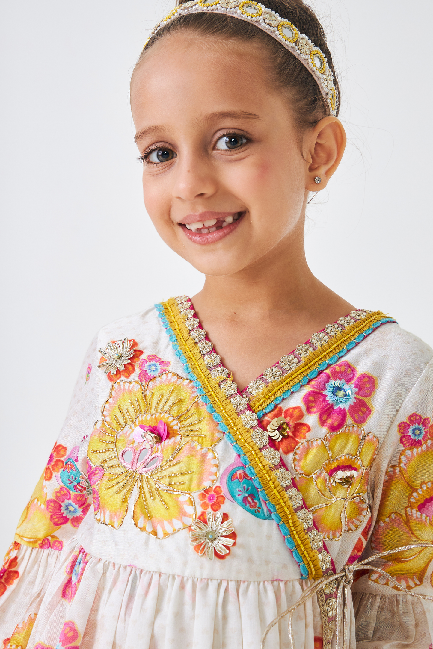 Freya Mustard Embellished Girls Top & Trouser Coord (Set of 2 Pcs)