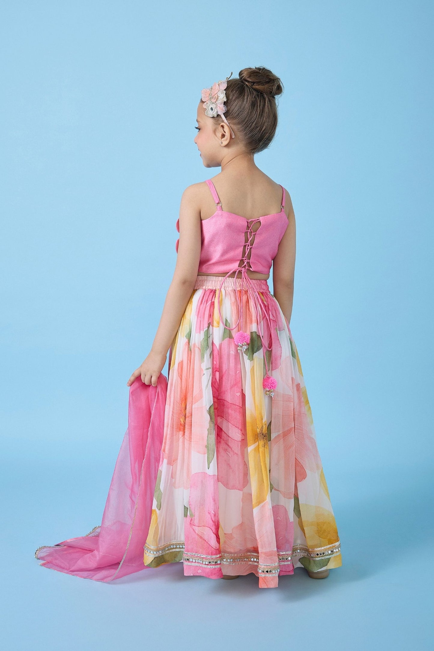 Blooming Meadows Skirt With Floral Top and Dupatta ( 3 Pc Set)
