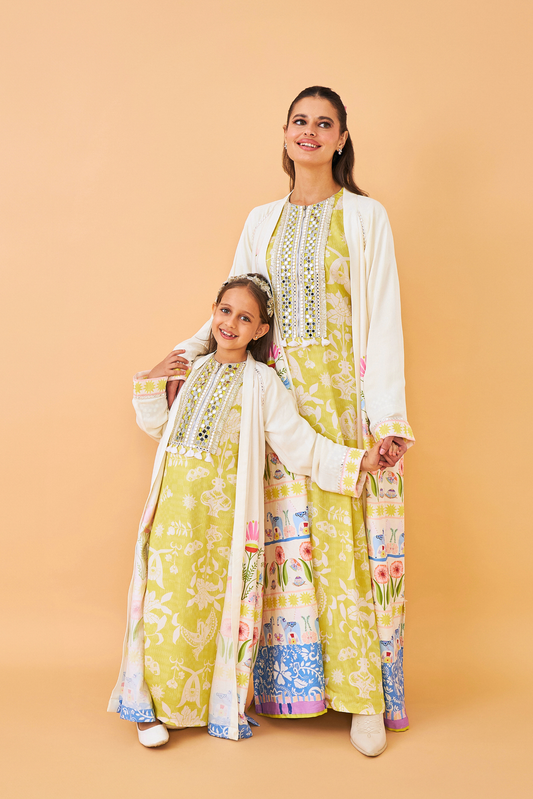 Dala Coat with Poppy Yellow Long Dress  - Mom & Me