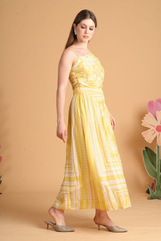Nola Yellow Women'S Printed Dress