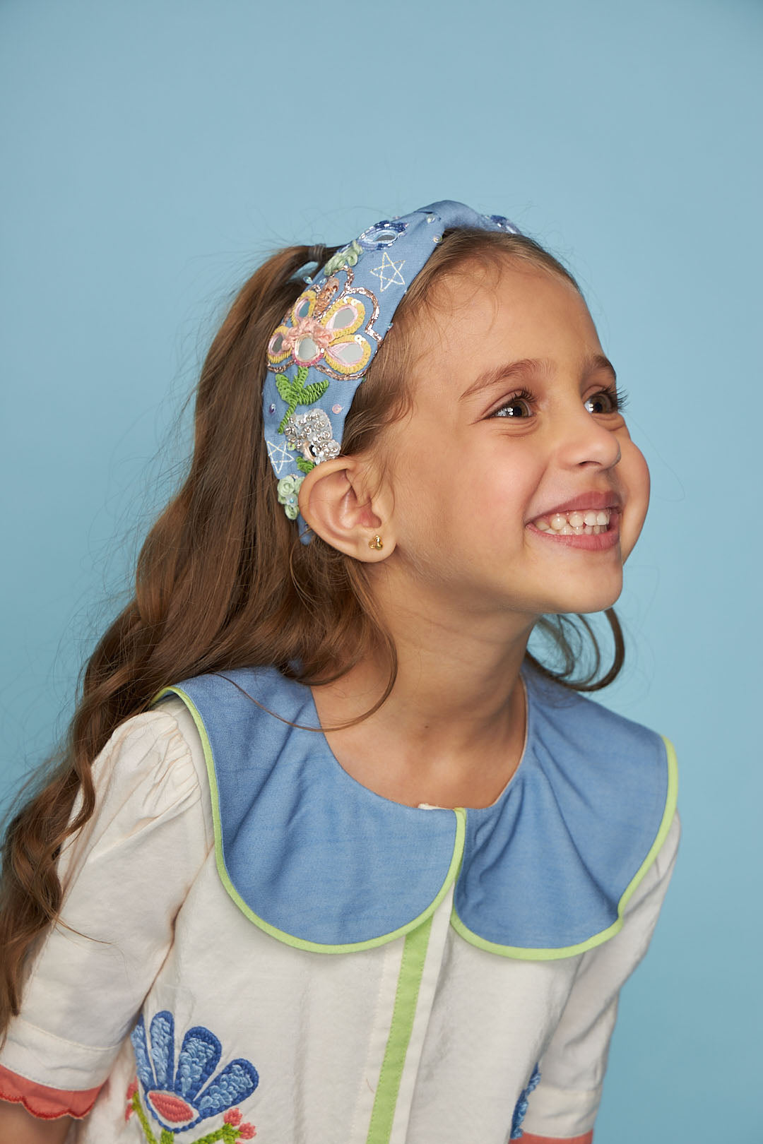 THEA BLUE MIRROR EMBELLISHED HEADBAND