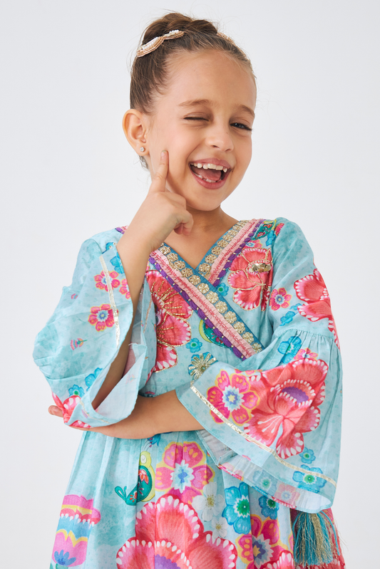 Freya Sage Embellished Girls Top & Trouser Coord (Set of 2 Pcs)