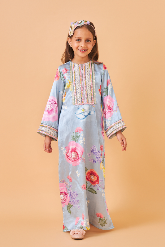 Zehra Blue Girls Long Dress