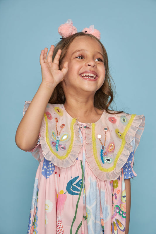 Jane Collar Kids Embellished Pink Dress Bloom