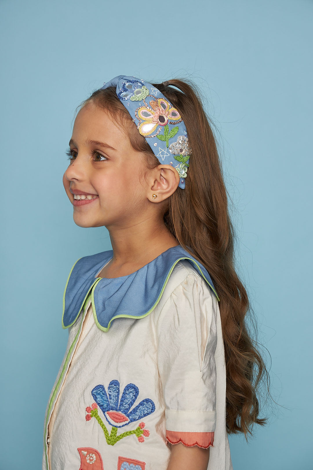 THEA BLUE MIRROR EMBELLISHED HEADBAND