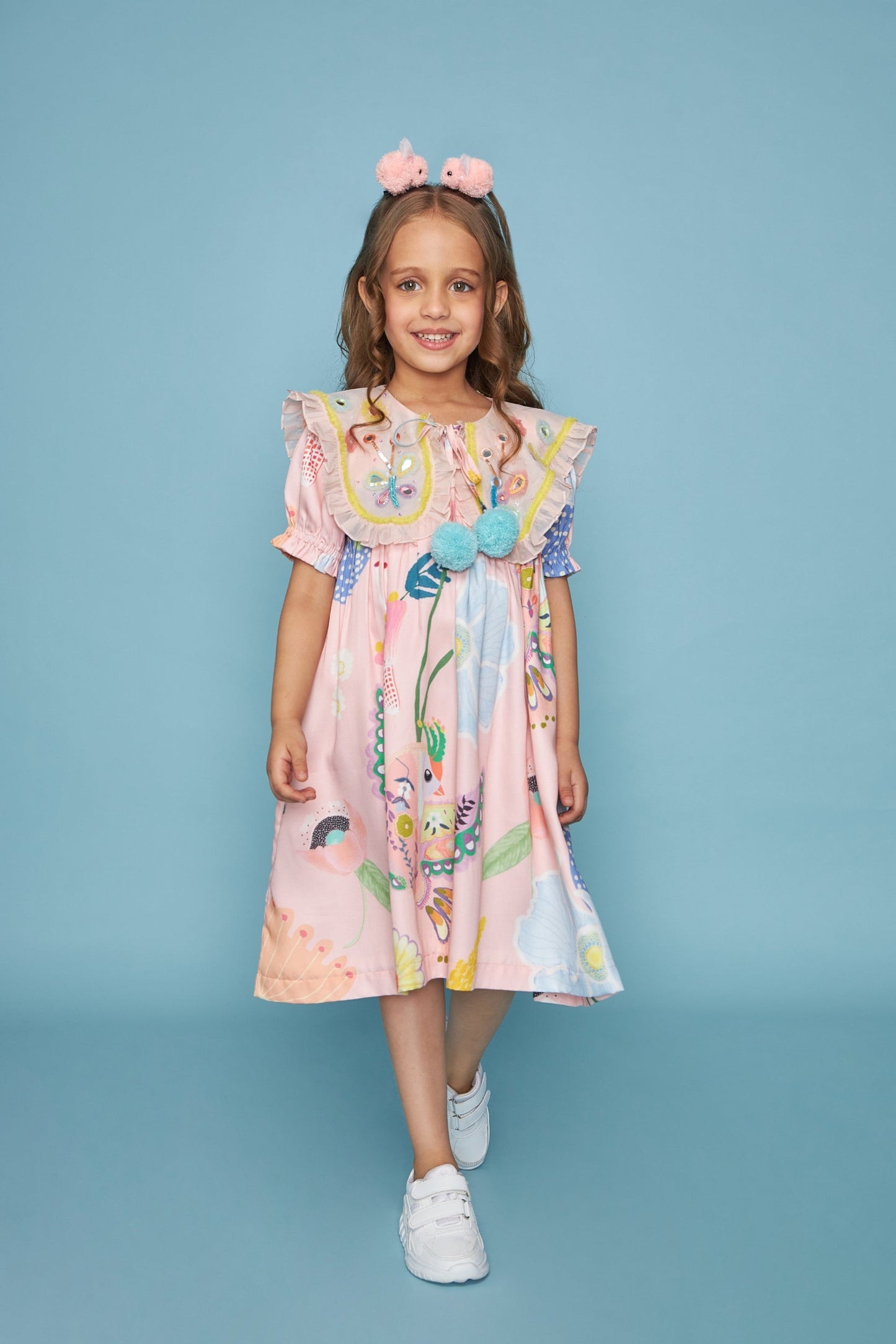 Jane Collar Kids Embellished Pink Dress Bloom