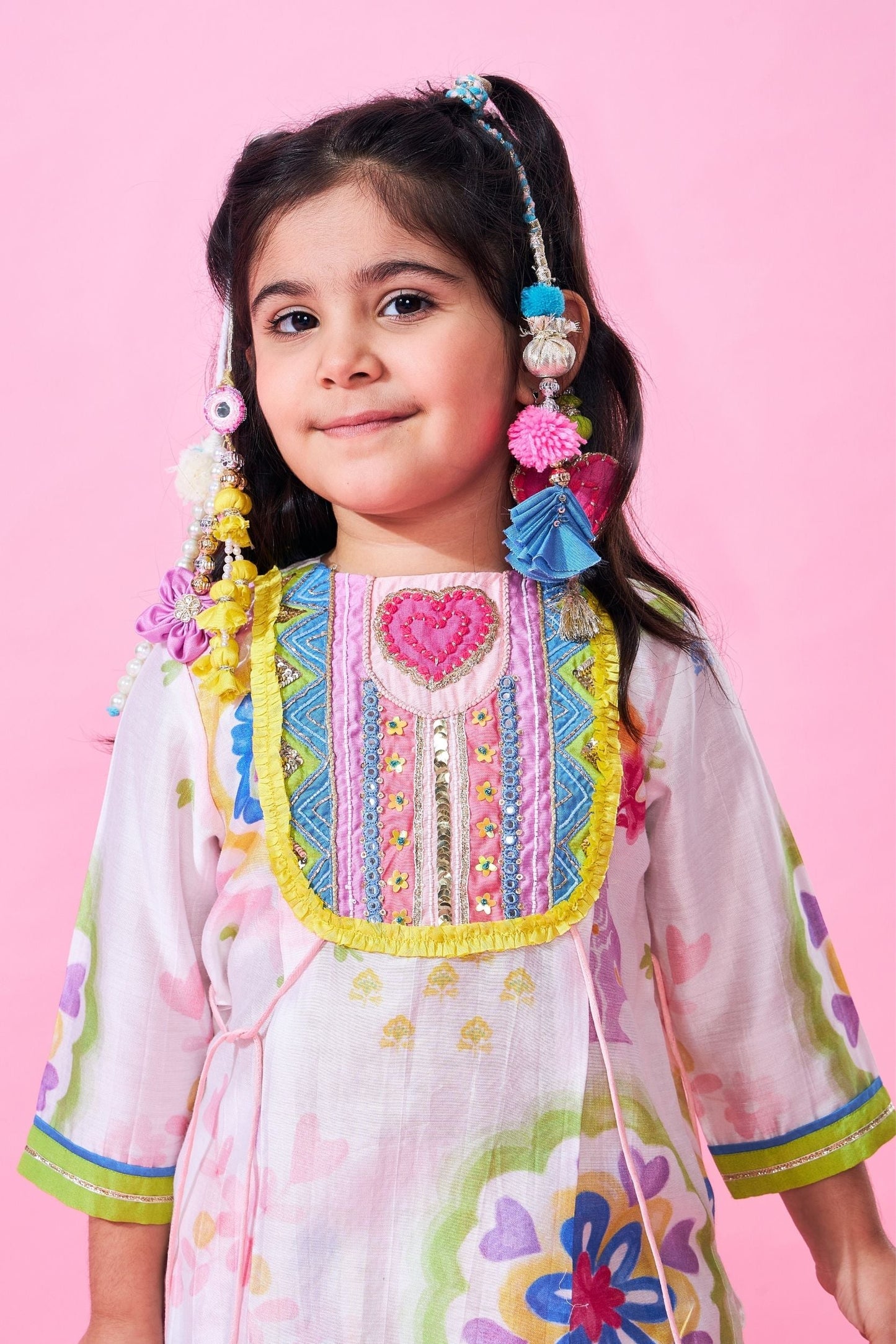 Mae Girls Embellished Long top & lehenga with dupatta ( Set Of 3pcs )