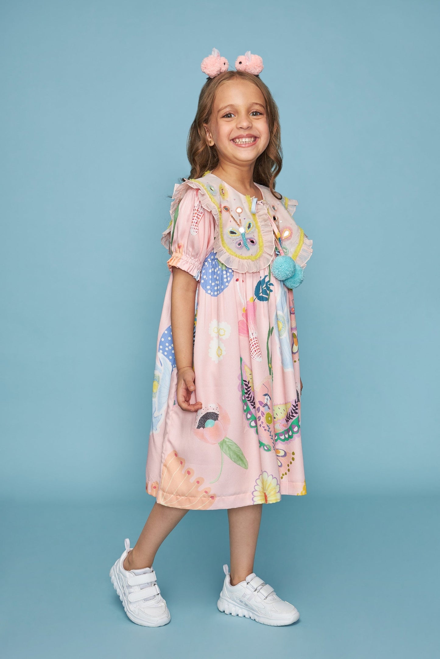 Jane Collar Kids Embellished Pink Dress Bloom