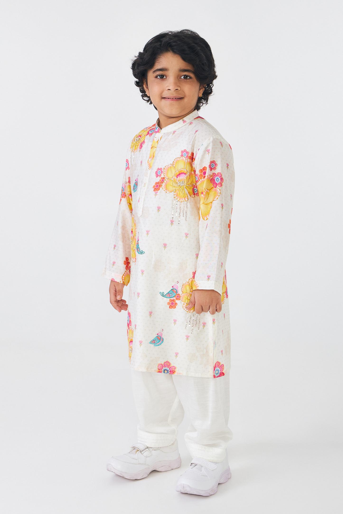 Freya Mustard Boys Embellished Kurta & Pant (Set of 2 Pcs)