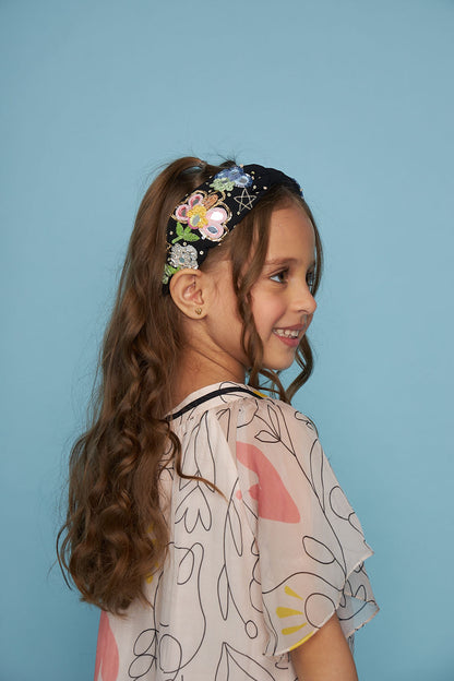 Thea Black Mirror Embellished Headband