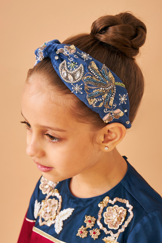 Celeste Navy Girls Embellished Headband