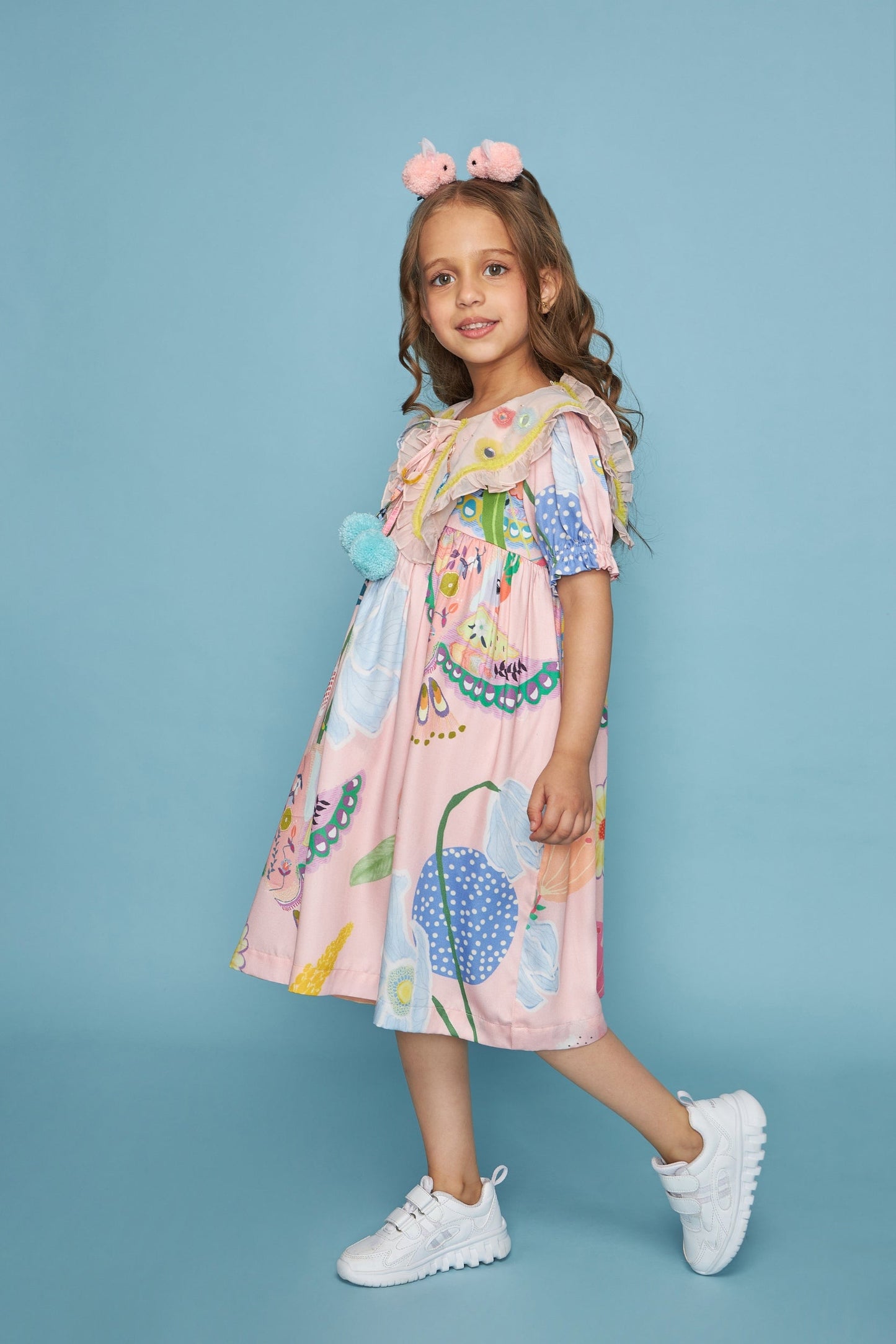 Jane Collar Kids Embellished Pink Dress Bloom