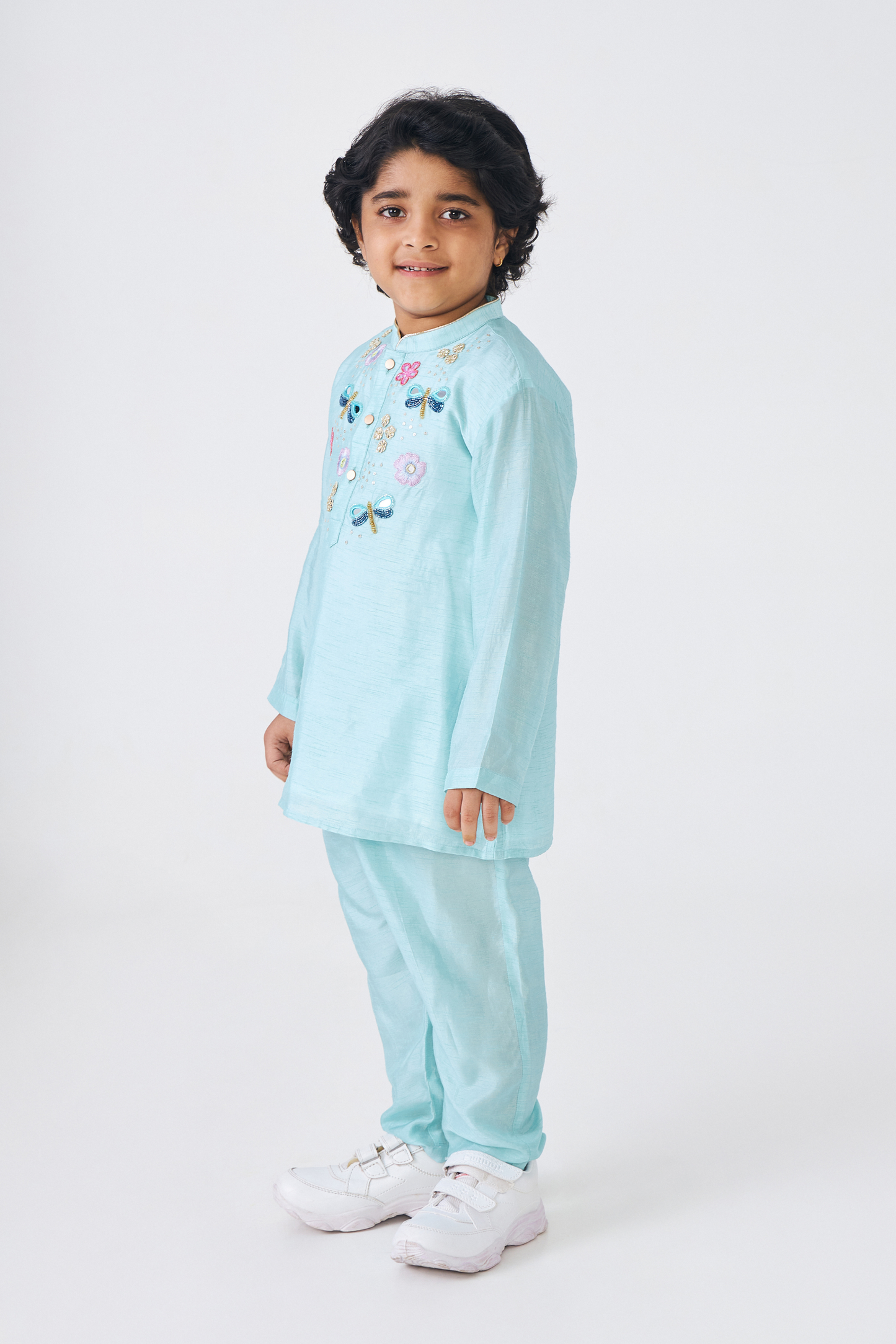 Freya Sage Boys Embellished Kurta & Jacket (Set of 3 Pcs)