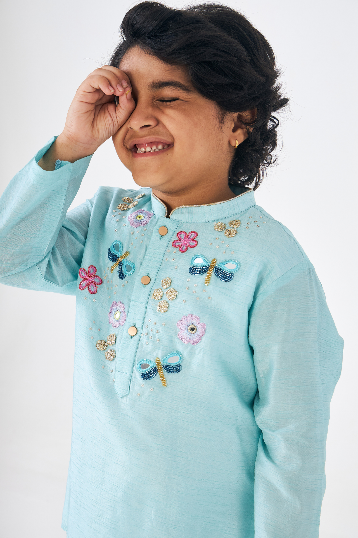Freya Sage Boys Embellished Kurta & Jacket (Set of 3 Pcs)