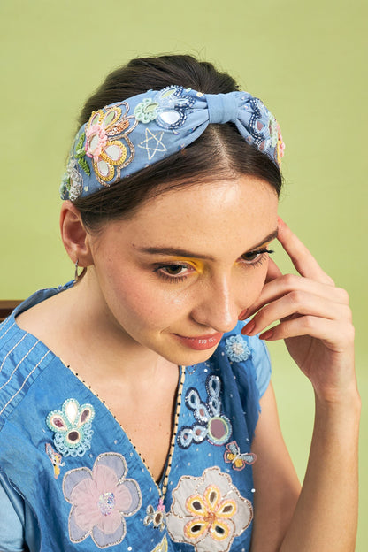 Thea Blue Mirror Embellished Headband