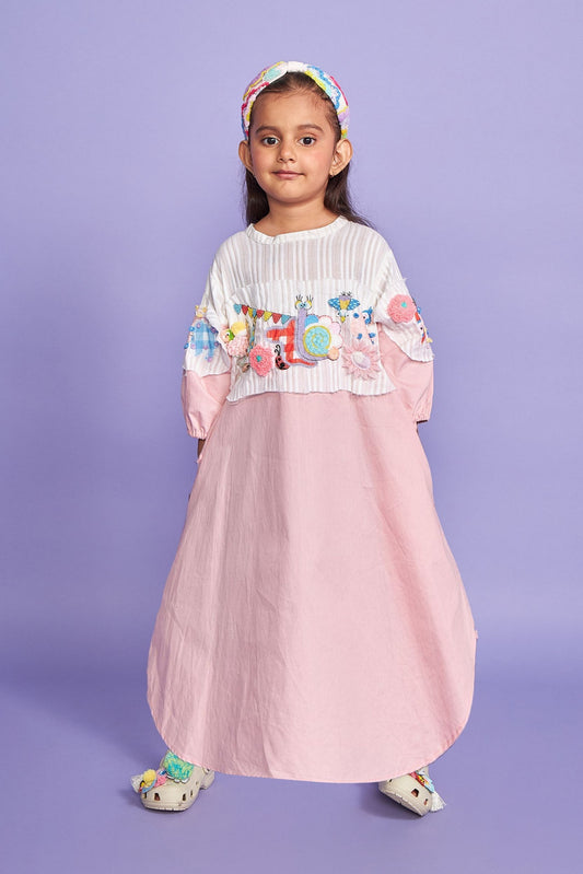 Fly High Pink Cotton Girls Long dress