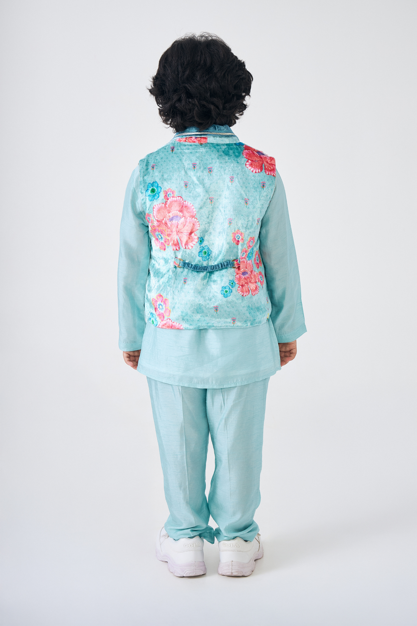 Freya Sage Boys Embellished Kurta & Jacket (Set of 3 Pcs)