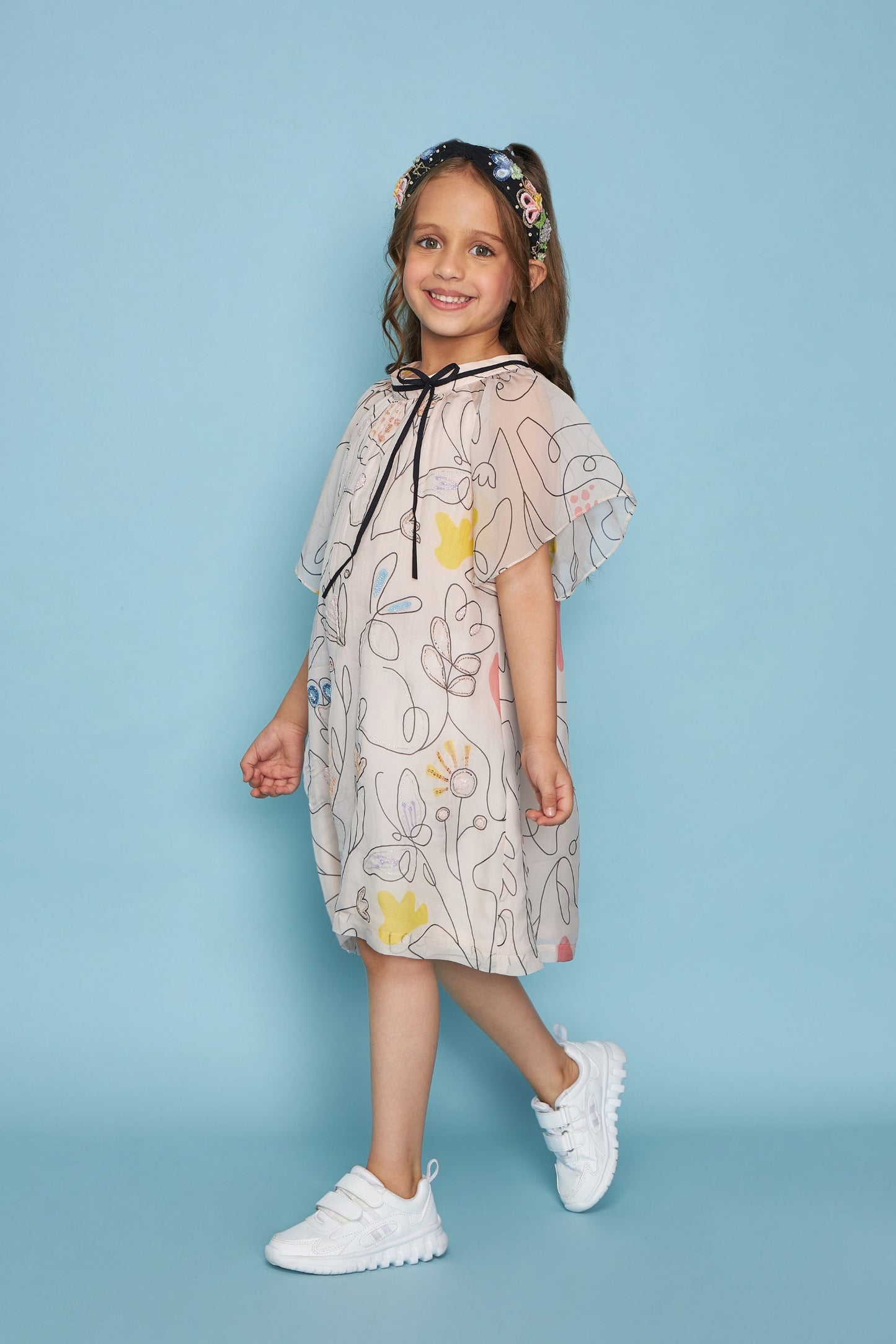 Thea Kids Embellished Bow Dress Bloom