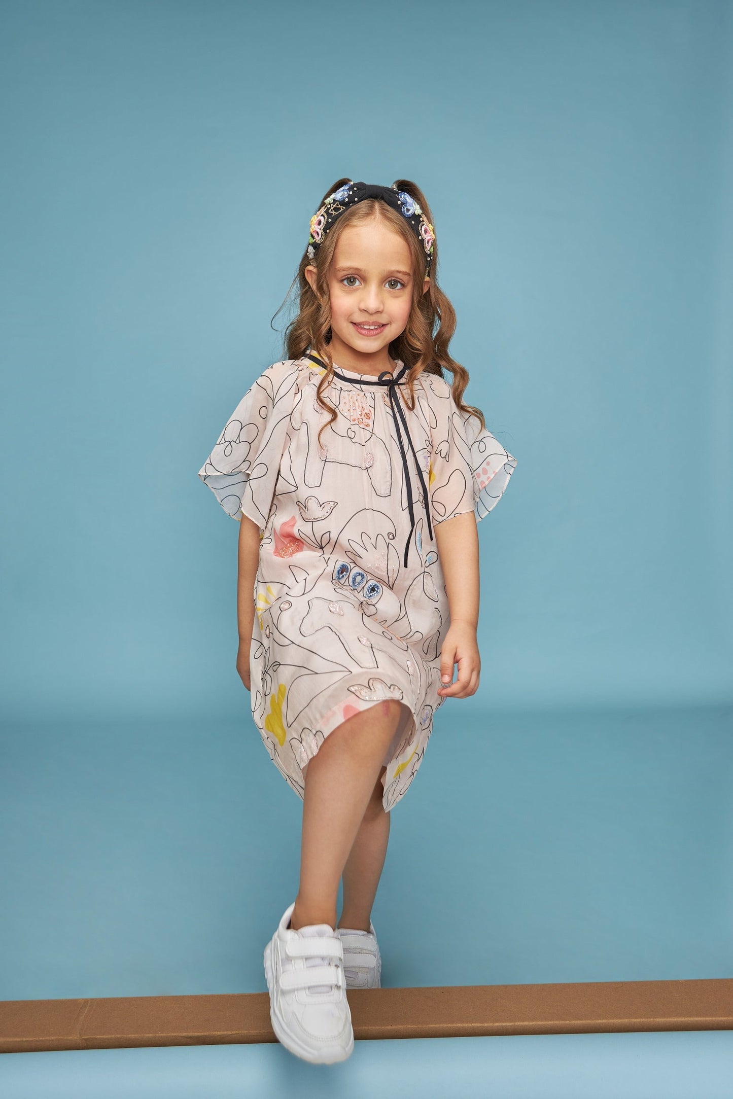 Thea Kids Embellished Bow Dress Bloom