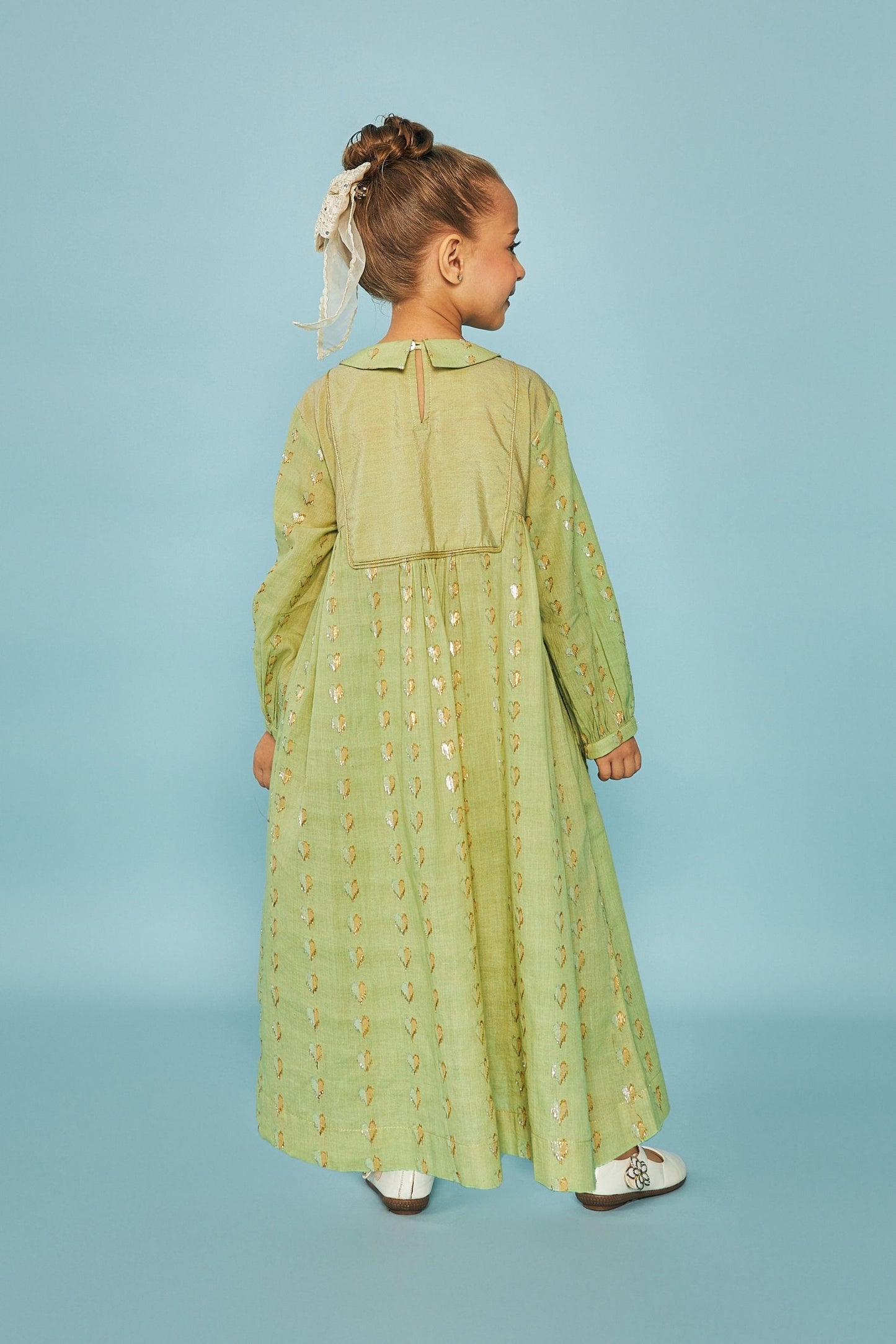 Thea Olive Girls Embellished Long Dress