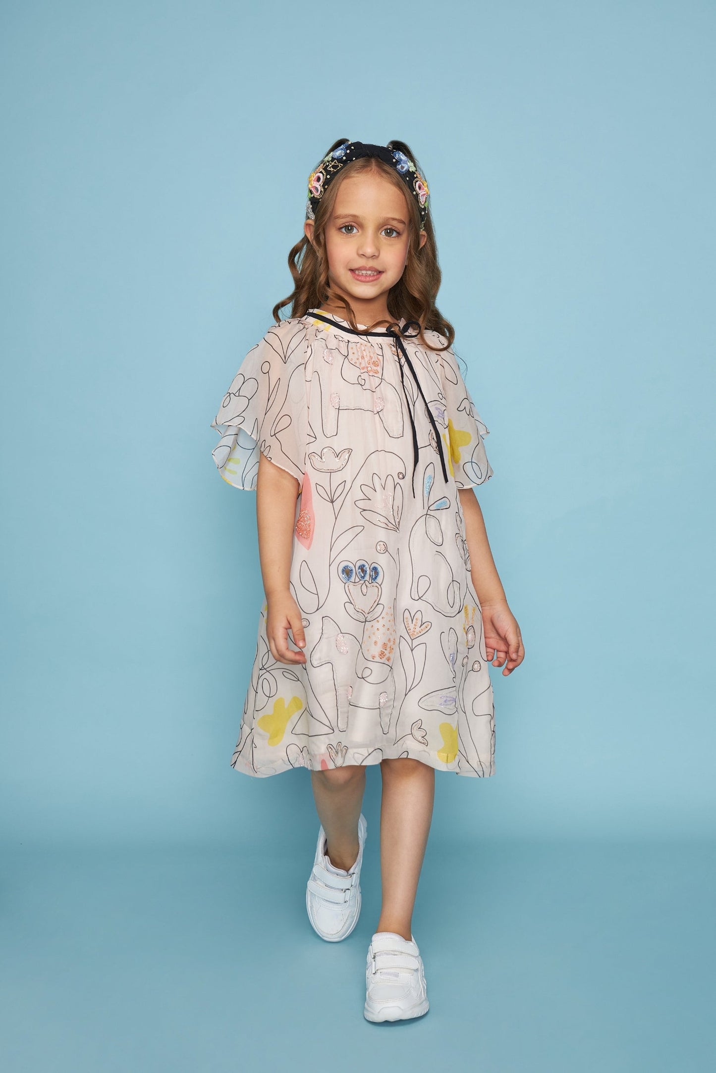 Thea Kids Embellished Bow Dress Bloom