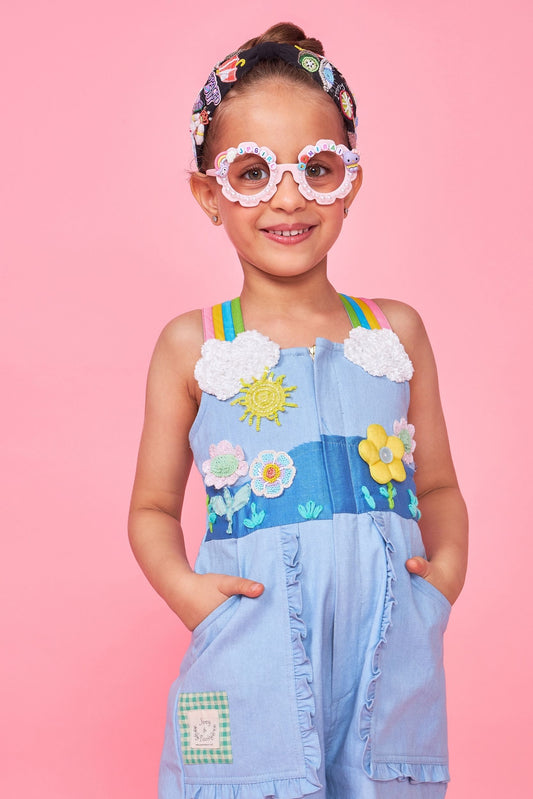 Sunny Sky Embroidered Kids Playsuit