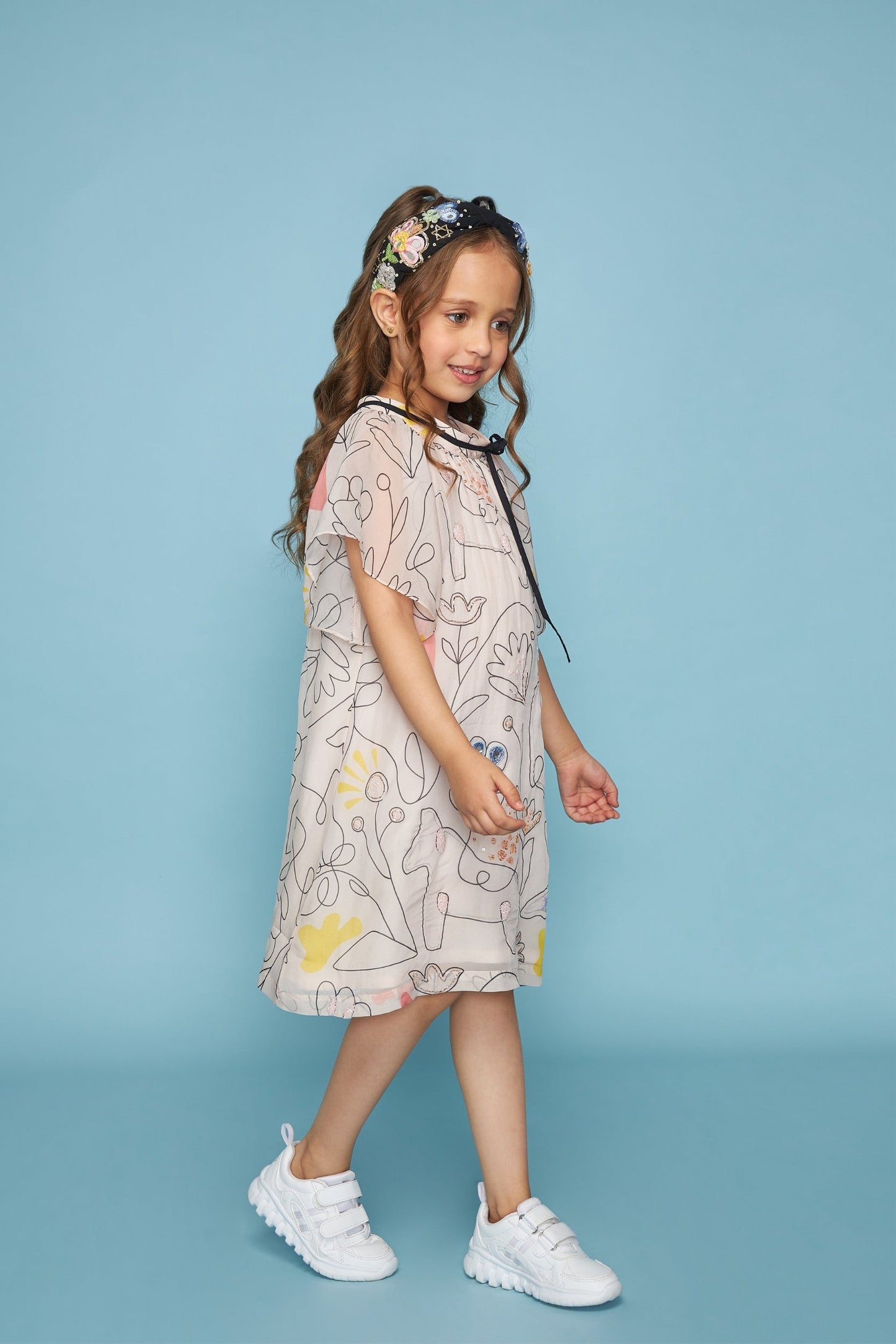 Thea Kids Embellished Bow Dress Bloom