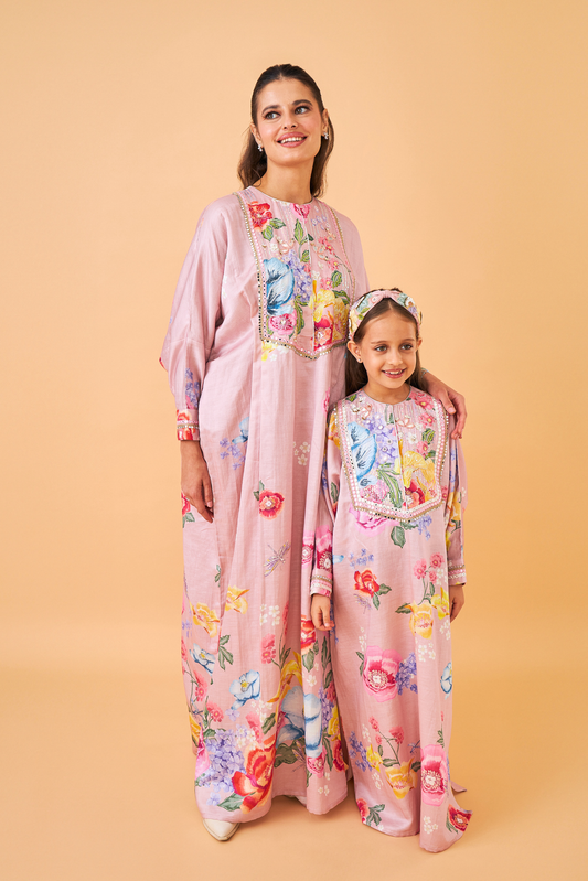 Zehra Pink Long Dress  - Mom & Me