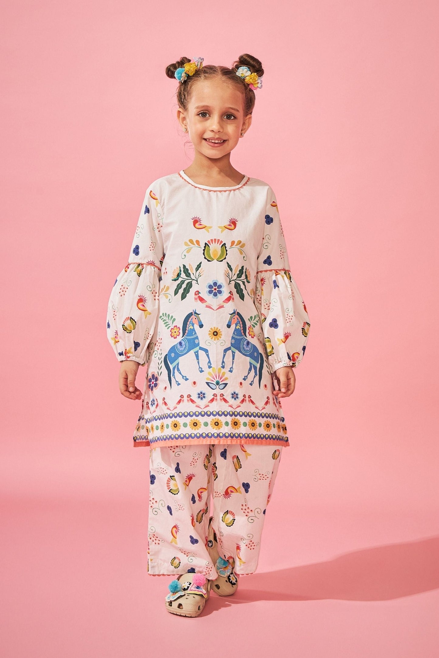 Horse Cuckoo Printed Girls Coord set