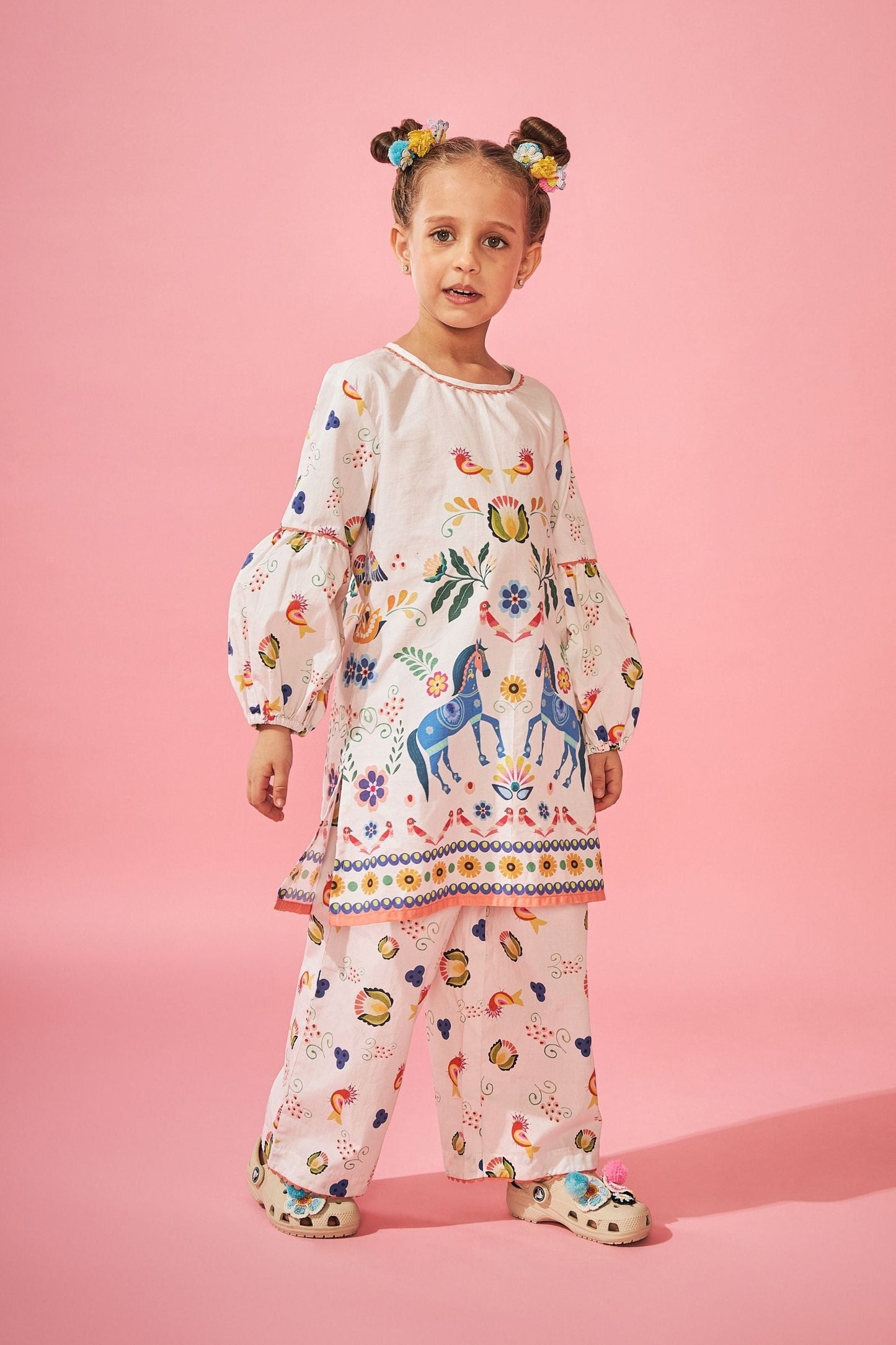 Horse Cuckoo Printed Girls Coord set