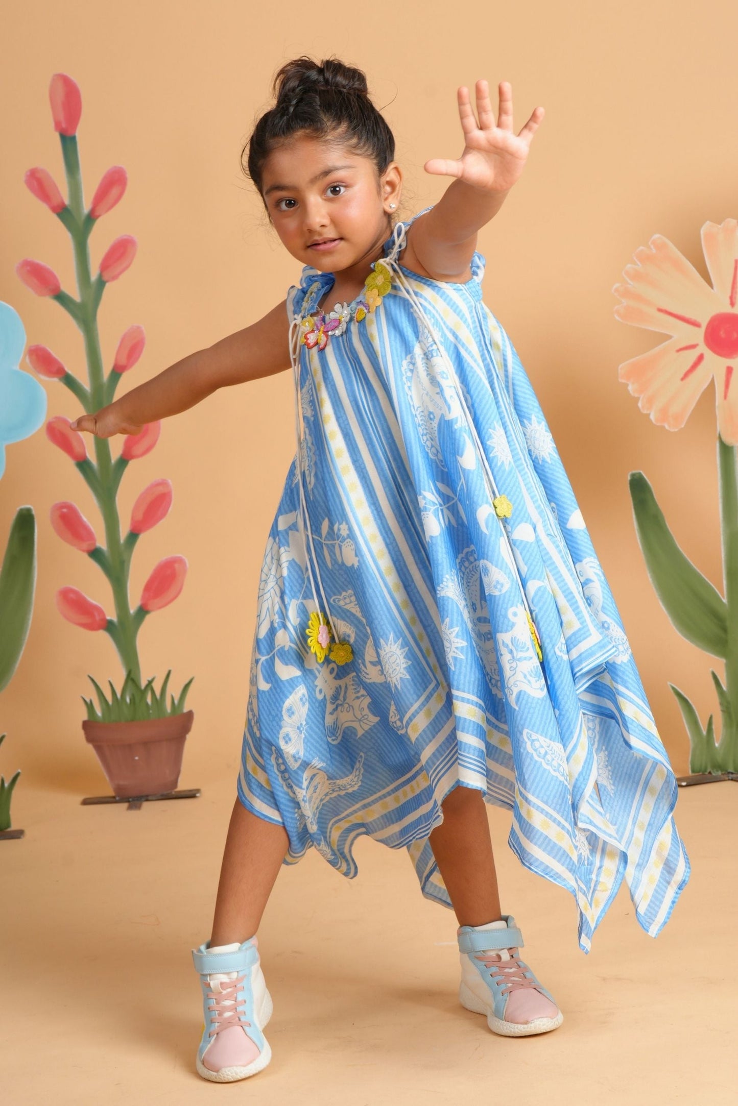 Nola Blue Embellished Handkerchief Dress