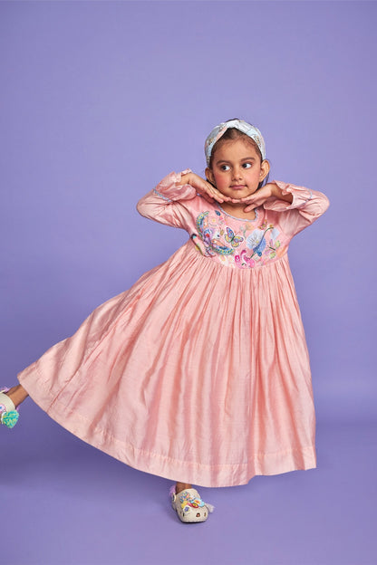 Sparrow Pink Kids Long Dress
